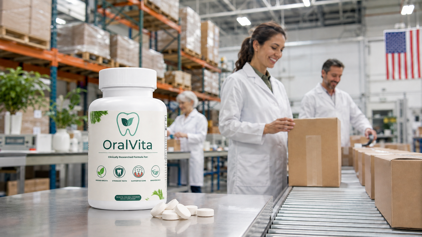 OralVita product in a USA-based manufacturing and fulfillment facility